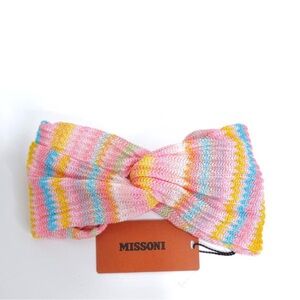MISSONI Made in Italy Multi-Color Knit Knotted Headband {$240} Pink Orange Blue